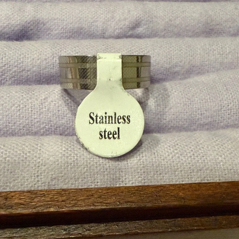 Silver Stainless Steel Band Ring - Picture 3 of 3